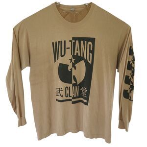 Wu Tang Clan Long Sleeve T Shirt Sz XL Tan Blk Graphic LA Apparel USA Streetwear